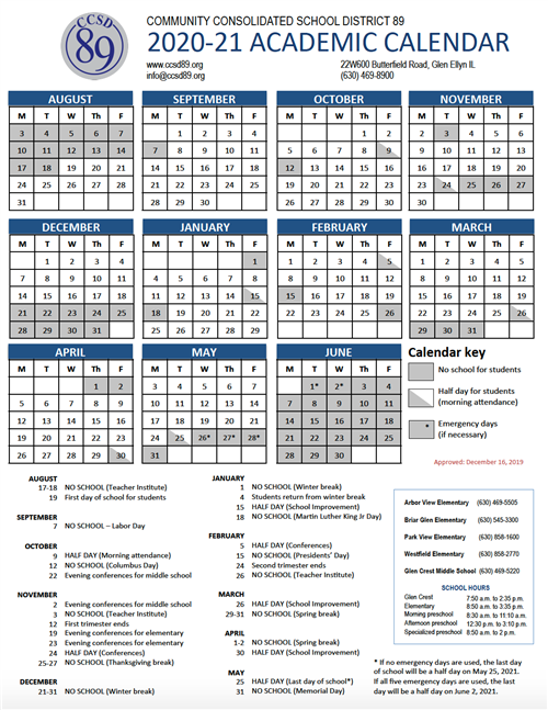 oakton community college academic calendar spring 2021 Board Of Education Approves 2020 21 School Calendar Year oakton community college academic calendar spring 2021