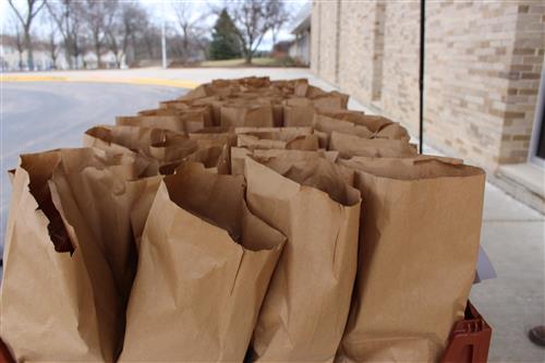 Lunches lined up to be picked up 